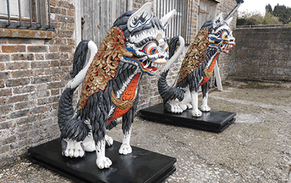 Oriental Lion Carved Statues
