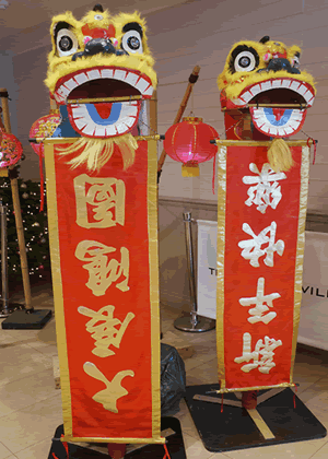 Lion carried New Year Scrolls