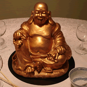 LARGE Gold Laughing Chinese Buddah Hire